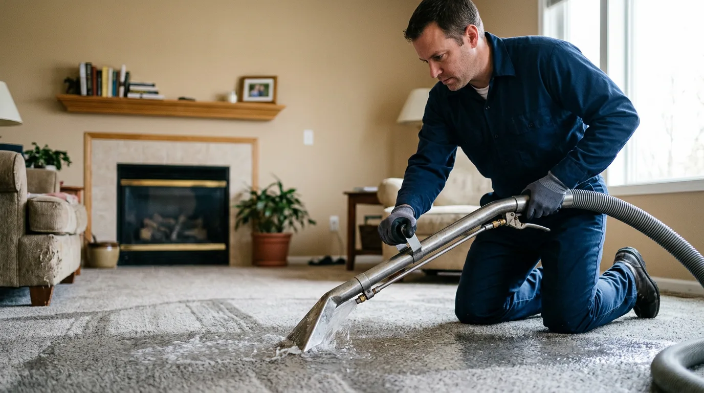 Water damage restoration technician working near West Paris, ME